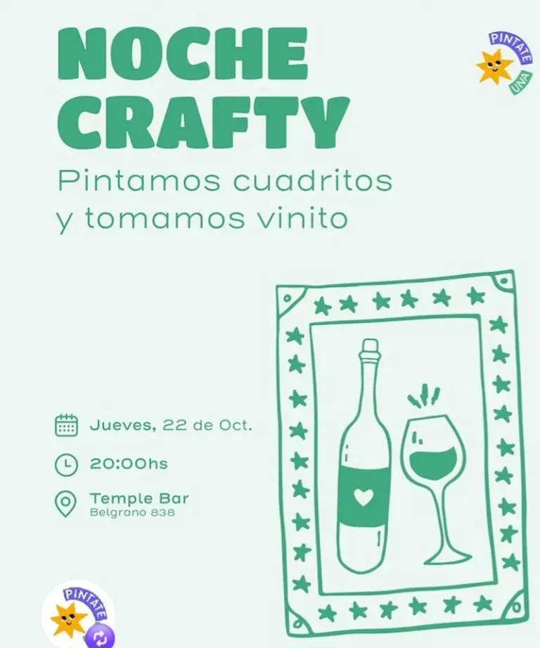 Lugares y Eventos pinta cuadritos y toma vino en Noche Crafty en Córdoba